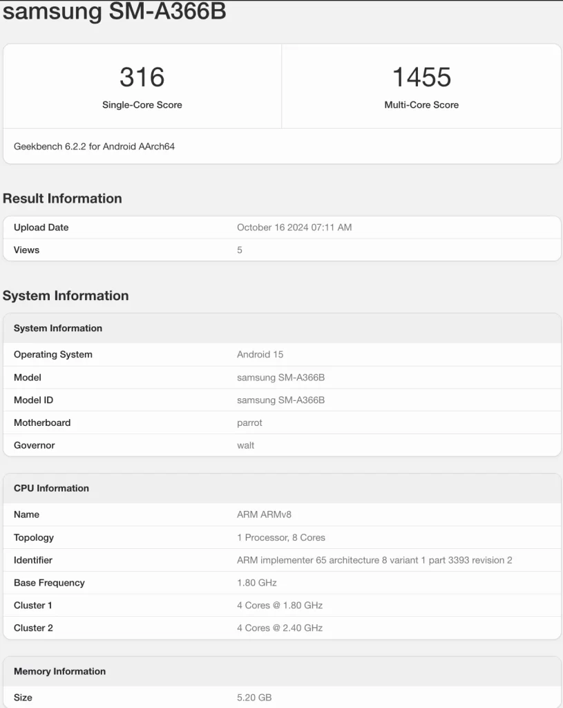 Galaxy A36 xüsusiyyətləri